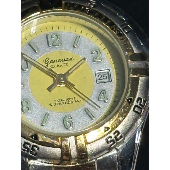 Genevex Quartz Date Watch 3ATM 100ft water resistant Golden & Silver Color - Picture 2 of 9